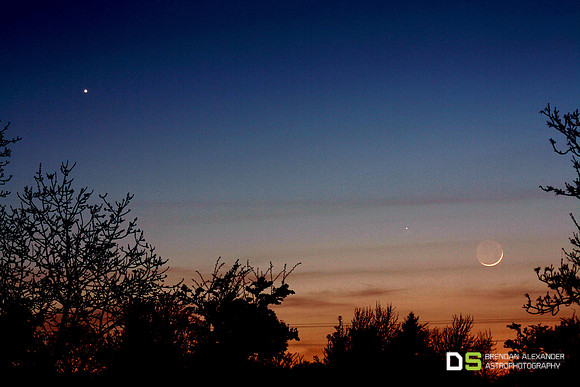 Venus, Mercury and young crescent Moon